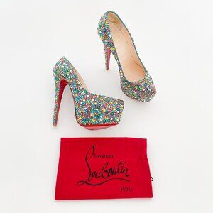 Christian Louboutin Daffodile 160 Pumps EU 39.5 US 9.5 Multi Crystal Strass